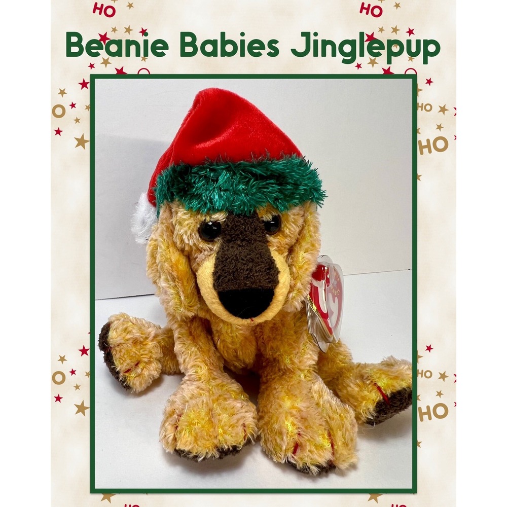 TY Beanie Baby - JINGLEPUP the Dog Sitting‎ Christmas